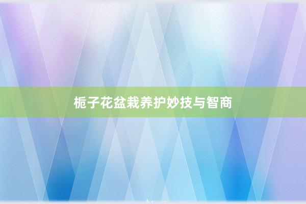 栀子花盆栽养护妙技与智商